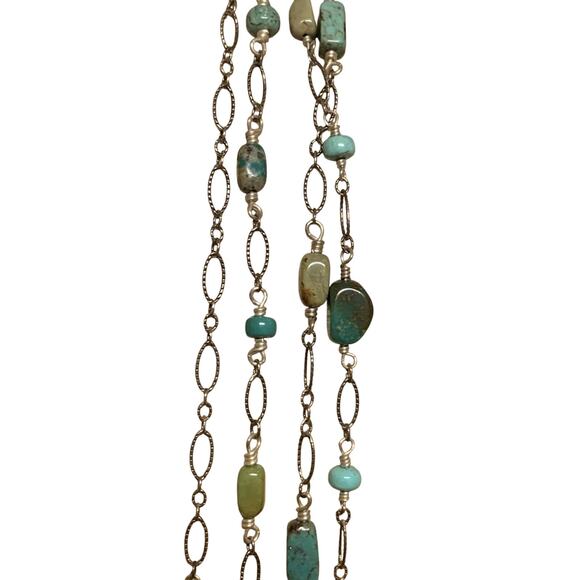 Handmade Sterling Silver & Turquoise 4 Tier Graduating Necklace Statement Vintag - Picture 8 of 10